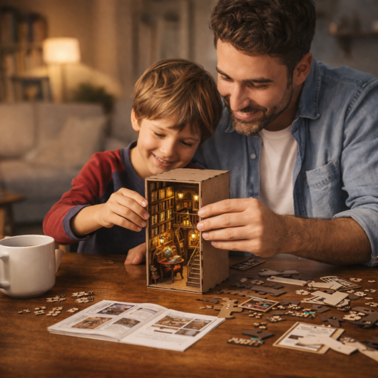 Montaggio di un modello in legno con luci LED